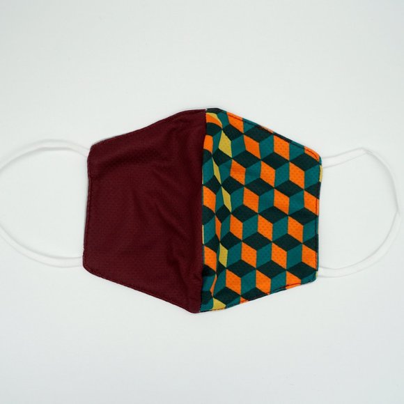 Giyu Maroon reusable Facemask Geometric Pattern - Picture 4 of 7